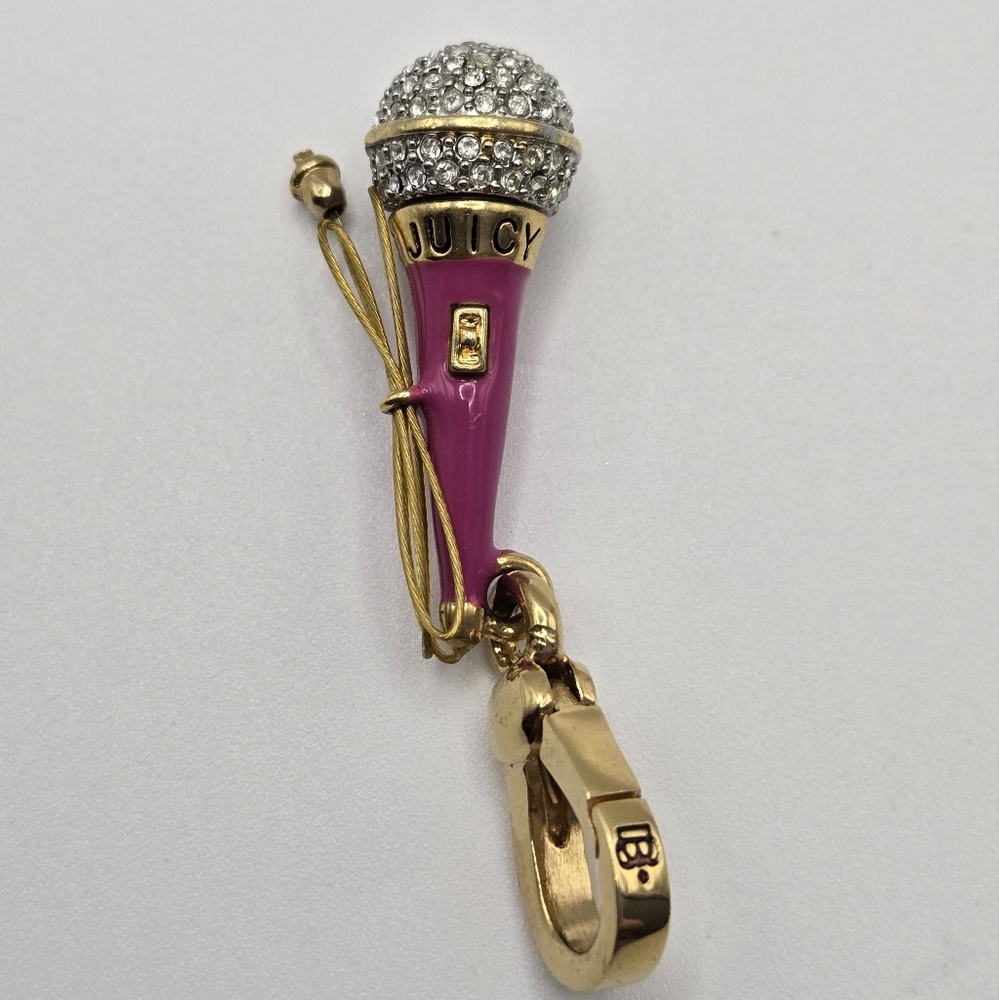 Juicy Couture Microphone Charm Pink Enamel Music Studio Rare